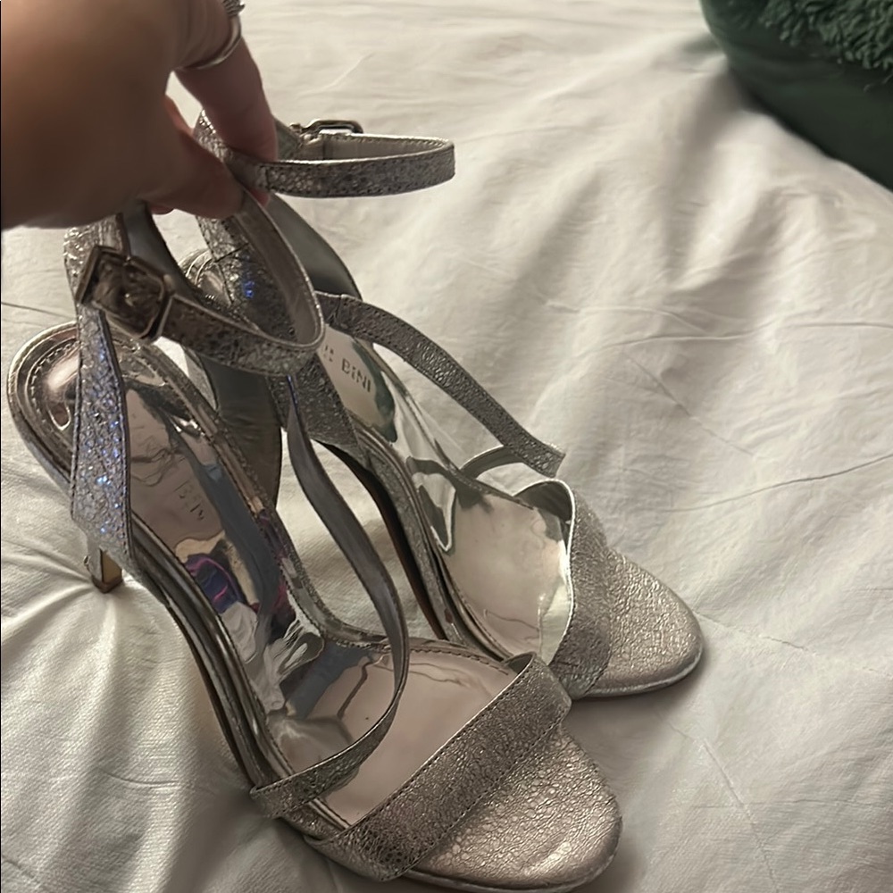 Elegant Silver Strappy Heels